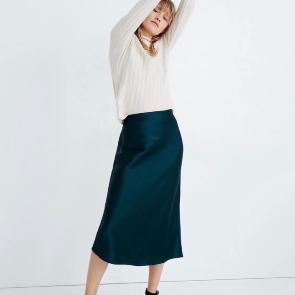 Madewell Satin Slip Midi Skirt